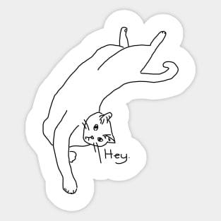 Relaxed 'Hey' Cat Line Drawing Sticker